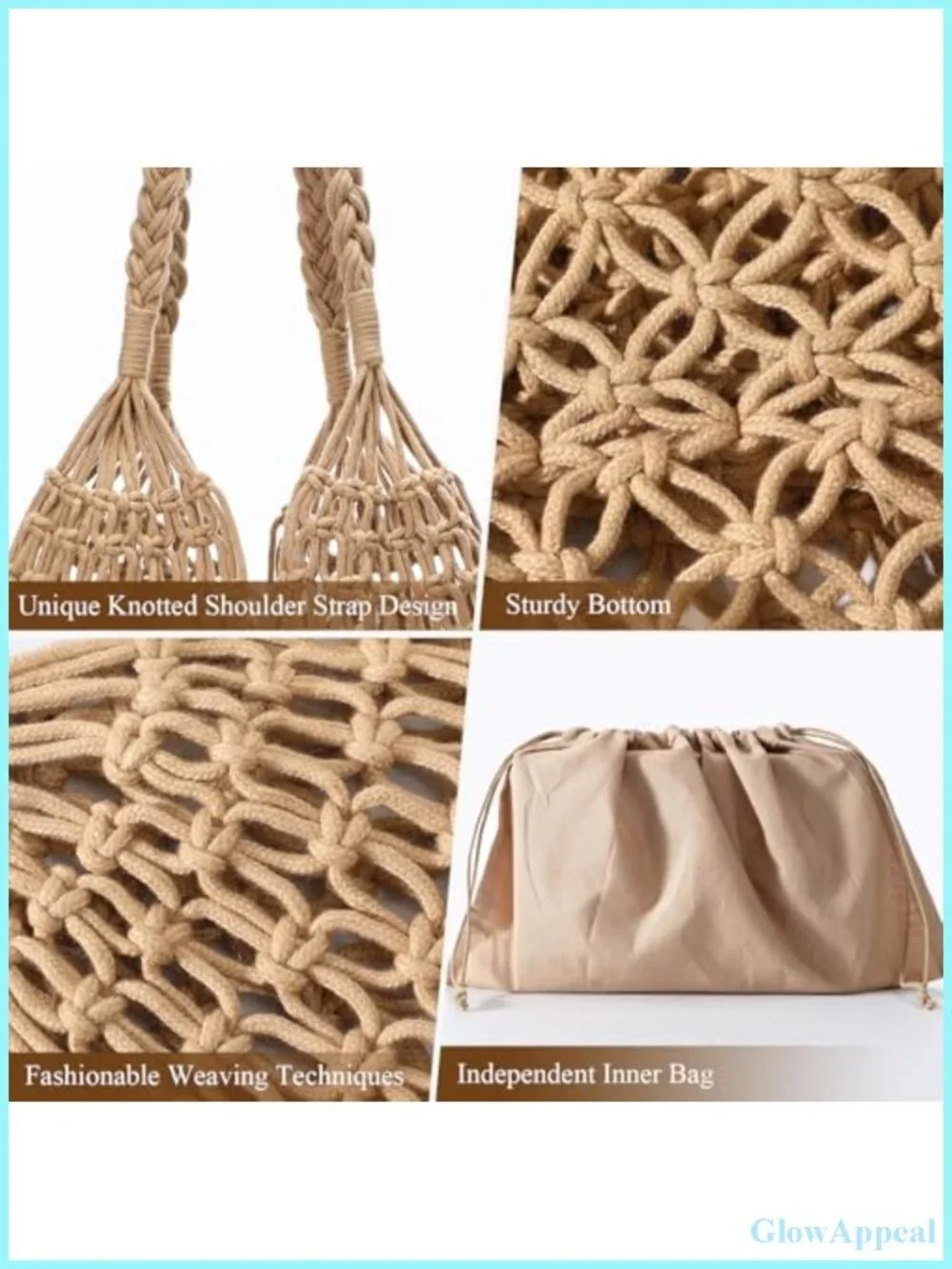 Crochet Mesh Beach Tote Bag - Knit Shoulder Bag for Women